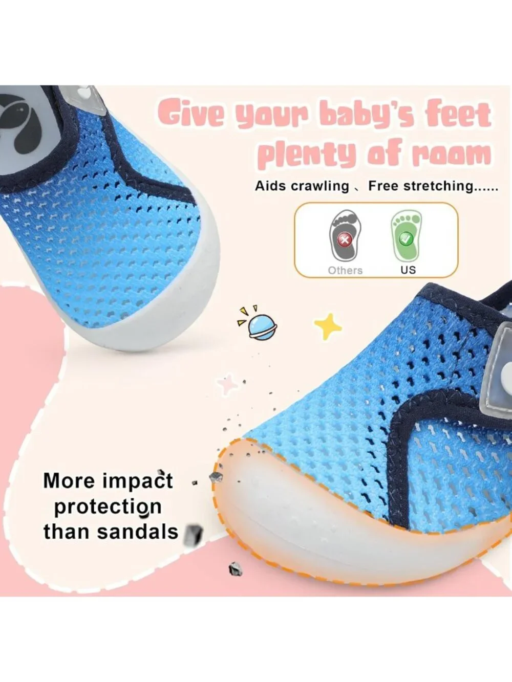 Wide Baby Water Shoes for Boys & Girls - Quick-Dry Aqua Socks for Beach & Pool